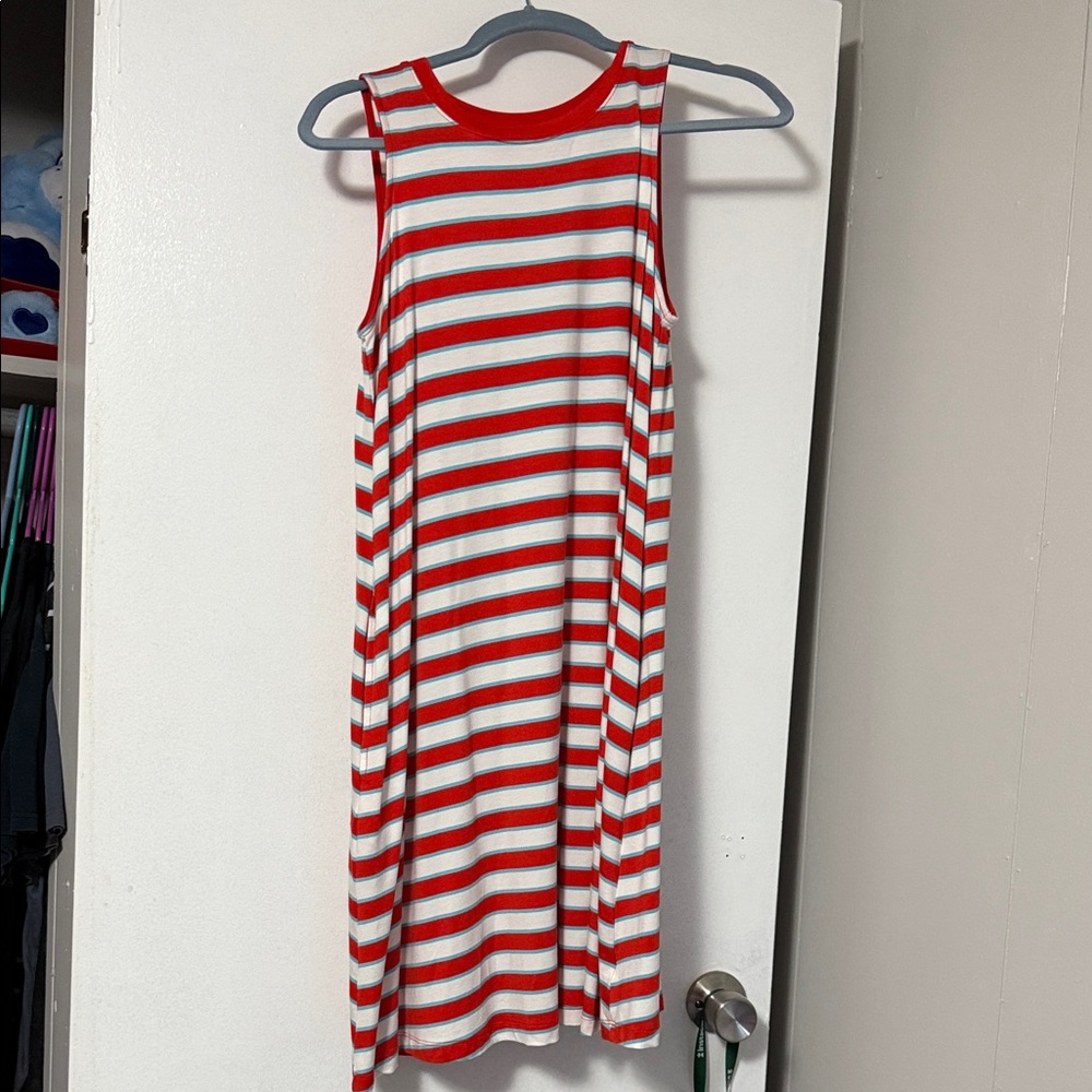 Time and Tru Red and White Midi Dress